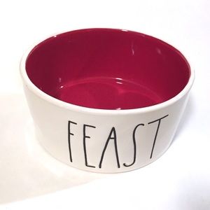 Rae Dunn FEAST Pet Bowl Cat Dog Red Interior